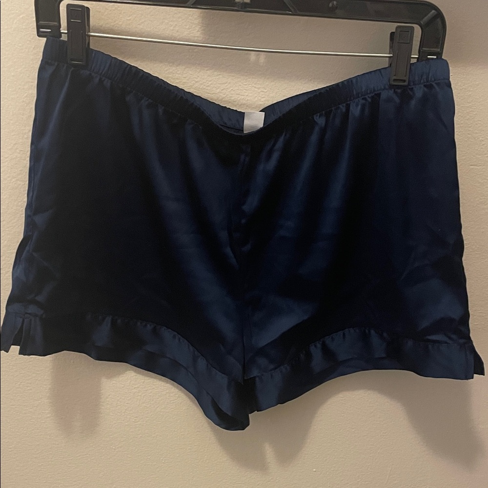 Stars Above Midnight Blue Satin Pajama Shorts